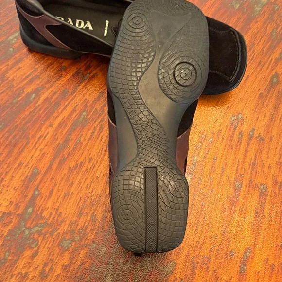 Prada Men's Black and Dark Brown Slip-Ons - Picture 3 of 3